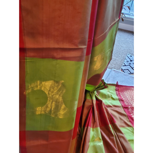 Women Pure Silk Designer Kanjivaram Saree Handloom Party Festive Wedding - Picture 15 of 16